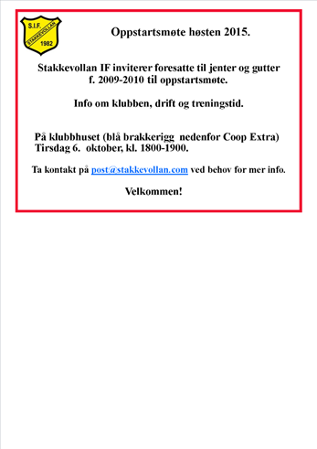 Oppstartsmøte for nye spillere